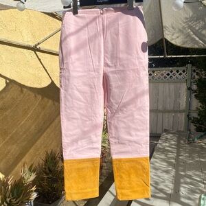 A.C.F. “Adderley” Pink Cropped Trouser with Faux Suede Trim (S)